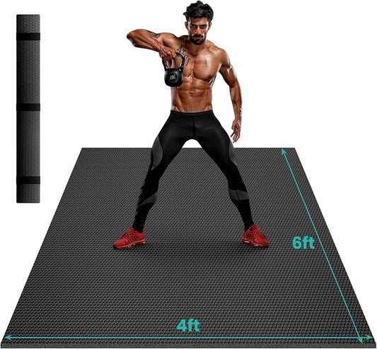 Stepwaver Extra Large Exercise Mat, 6'x4'/ 7'x5'/ 8'x6'/10'x6'x8mm (1/3 inch), Non-Slip, Ultra Durable, Thick Large Workout Mat for Home Workouts, Yoga Mats for Fitness, High-Density Exercise Mat, Shoes-Friendly