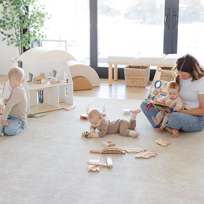 Little Landings Baby Play Mat for Floor - Sandstone (6x8ft) - Premium EVA Foam Play Mat for Babies & Toddlers (Ages 0-5+) Non-Toxic Playmat for Tummy Time, Crawling & Playroom - Stylish & Comfortable