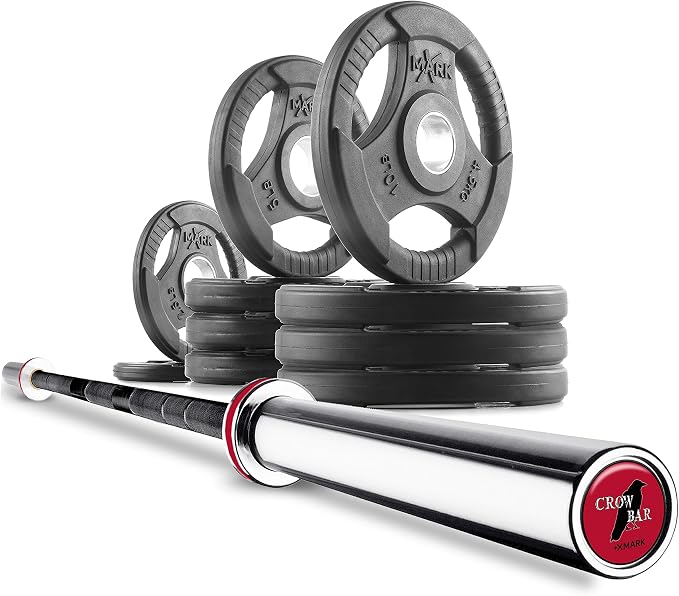 XMark TRI-GRIP Olympic Barbell Sets With The CROWBAR 7' Olympic Bar