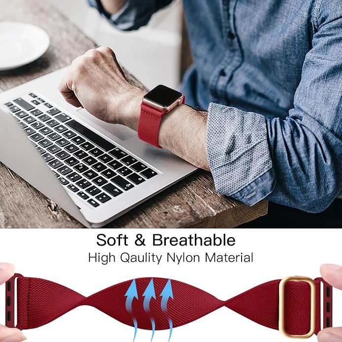 Lerobo Braided Band Compatible with Apple Watch Series 11 10 9 8 7 46mm 45mm 41mm Ultra SE 3 2 1 49mm Series 6 5 4 3 44mm 40mm 38mm 42mm Men iWatch Bands Women Stretchy Nylon Solo Loop Sport Strap