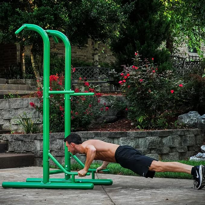 Stamina Pull Up Bar Tower & Dip Station, Free Standing Outdoor Home Gym Equipment - Adjustable and Portable Workout Stand for Calisthenics Body Weight Training