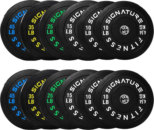Fitvids 2-Inch Olympic Rubber Weight Plates Sets, Bumper Plates Set with Barbell for Strength Training, 180-390 Lbs Multiple Options