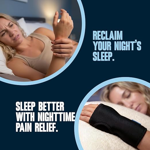 ComfyBrace 2 PACK Nighttime Pain Relief Wrist Brace for Carpal Tunnel, Tendonitis, Arthritis | Fits & Soothes Aches in Both Hands | Palm Cushion Beads for Hot Spots | Breathable Fabric
