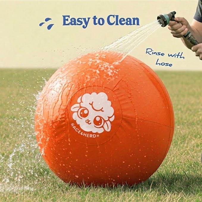 Race&Herd 18" Herding Ball for Dogs — Balls for Dog Toys (Tangerine) | Small Herding Ball for Mini Australian Shepherd, Border Collie, Corgi & Frenchie, Instinct-Driven Outdoor Exercise