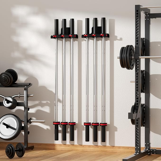 XZHXFX Barbell Wall Holder,Barbell wall Mount Hanger, | Garage Gym Bar Wall Rack,Vertical Olympic Hanger wall Mount Rack,Space Saving Gym Accessory,Holds Under 33mm Bar
