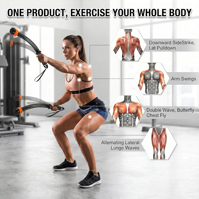 2 PCS Weighted Cordless Battle Ropes for Home Gym | Adjustable Portable Battle Ropes with Storage Bag, Exercise Equipment for Strength Training Men& Women,Black