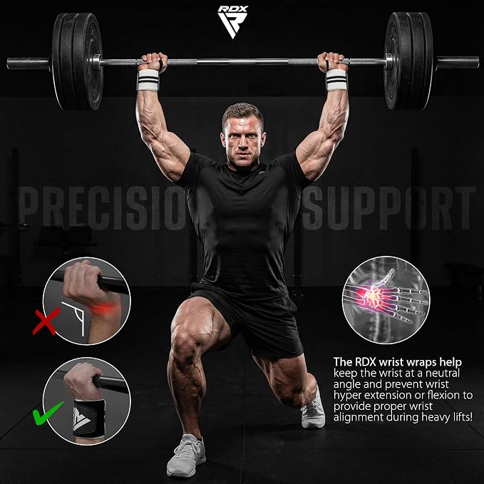 RDX Wrist Wraps for Weightlifting (Pair), IPL USPA Approved, Elasticated 18” Cotton Straps Support with Thumb Loop, Gym Wrap for Weight Lifting Powerlifting Competition Strength Training Bodybuilding