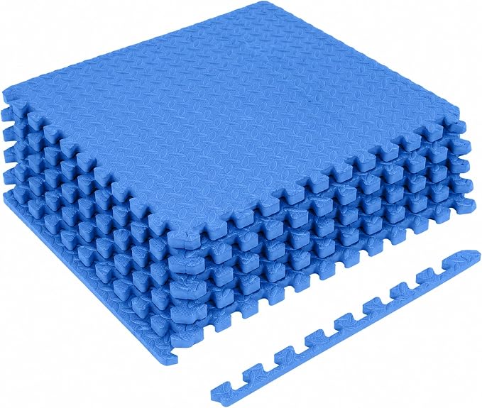 HulkFit Puzzle Exercise Mat, 3/4 Inch EVA Interlocking Foam Gym Flooring for Home Gym, Garage, Apartments, High-Density Shock-Absorbing Floor Tiles for Workout Equipment, MMA, Gymnastics, 6 Tiles