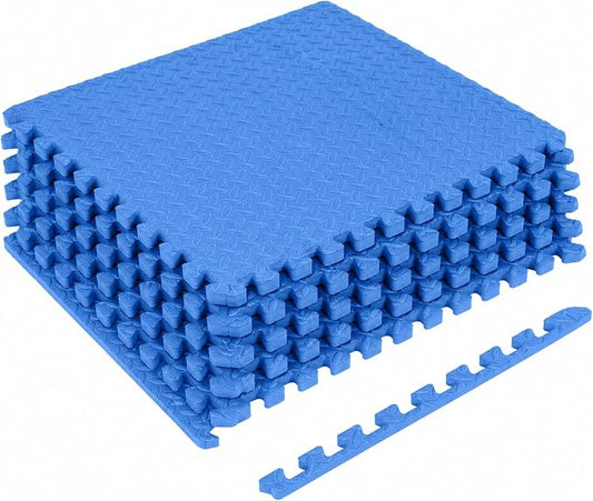 HulkFit Puzzle Exercise Mat, 3/4 Inch EVA Interlocking Foam Gym Flooring for Home Gym, Garage, Apartments, High-Density Shock-Absorbing Floor Tiles for Workout Equipment, MMA, Gymnastics, 6 Tiles