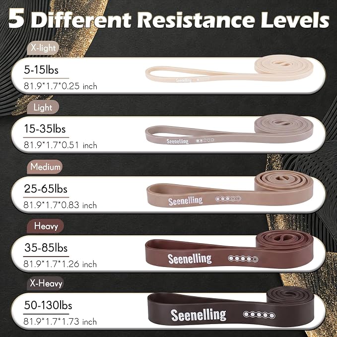 Seenelling Resistance Bands for Exercise Working Out, Pull-Up Assistance Full-Body Training Bands for Women Men Home Workouts, Physical Strength Training