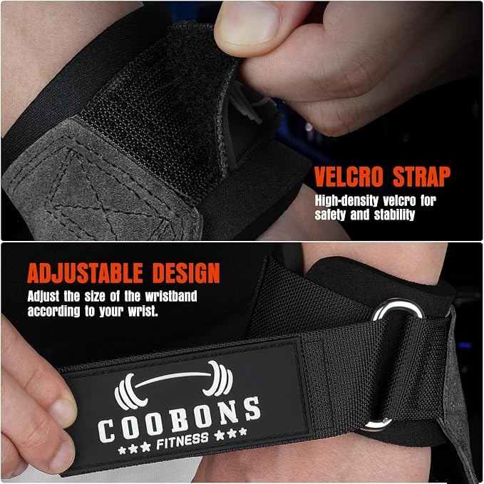 Weight Lifting Wrist Straps, Gym Straps Weight Lifting for Deadlift and Powerlifting, Double Layer Leather Wrist Wraps with Padded Cushion Wrist Loop, Weightlifting Grips for Men and Women
