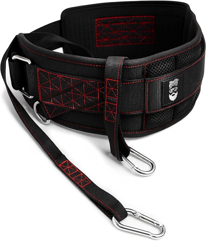 THEFITGUY Original Dip Belt with Strap for Dips, Pull-Ups, Squat Attachment | Secure hook-and-loop closure, structured back support, 45-degree D-rings, 40in strap, 2 hooks, up to 250lb