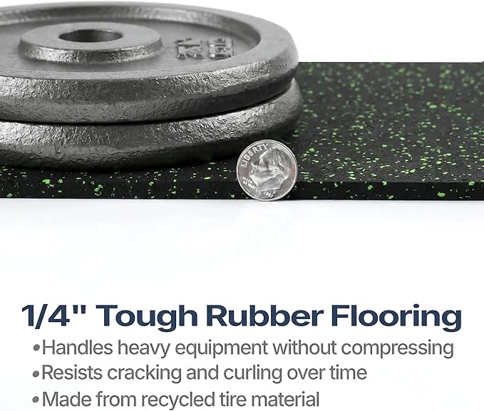 Flooring Inc's 1/4" Thick Tough Rubber Flooring Roll | Flexible Recycled Rubber Floor Mats for Home Gym | Heavy Duty Rubber Mat for Home Gyms, Sheds, Horse Stall Mat or Trailer
