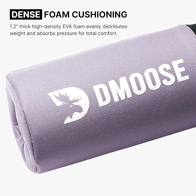 DMoose Fitness Barbell Pad for Hip Thrust, Squat & Lunges - Non-Slip Thick Foam Cushion for Neck and Back Support with Two Straps - Hip Thrust Pad for Leg Day - Fits All Olympic Bars and Smith Machine