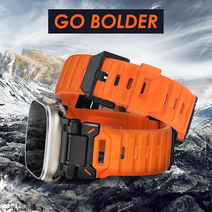 WINGLE FKM Rubber Bands for Apple Watch Band Ultra 3/2/1 Band Ultra 49mm Series 11 10 46mm 45mm 44mm 42mm SE 3/2/1 9 8 7 6 5 4 3 Men, Military Rugged Metal Connector Silicone Apple iWatch Sport Bands
