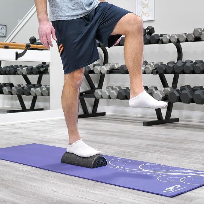OPTP AXIS Firm Density Foam Roller – Half-Round, Black, 12" X 3" | High density firm foam roller for physical therapy, yoga, Pilates, fitness exercise & sports training, Heat-molded EPP foam