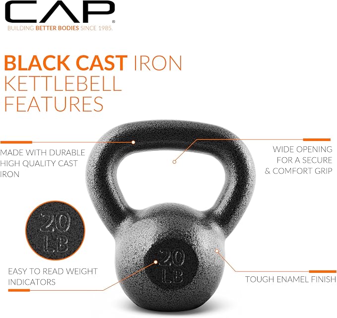 CAP Barbell Cast Iron Kettlebell - Singles and Sets, Multiple Weight Choices