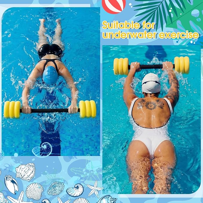 Soulchen Long Aquatic Exercise Dumbbells Pool Exercise Foam Water Weights Dumbbell Aquatic Pool Barbells with High Density EVA Foam for Swim Water Aerobics Workouts Loss