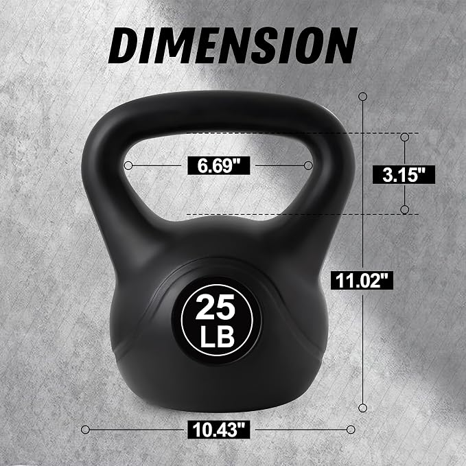 ALTLER Vinyl Plastic Concrete Kettlebell 10-50LBS Safe Strength Training Kettlebell Anti-Slip Grip Weight for Home Workouts and Men/Women/Beginners