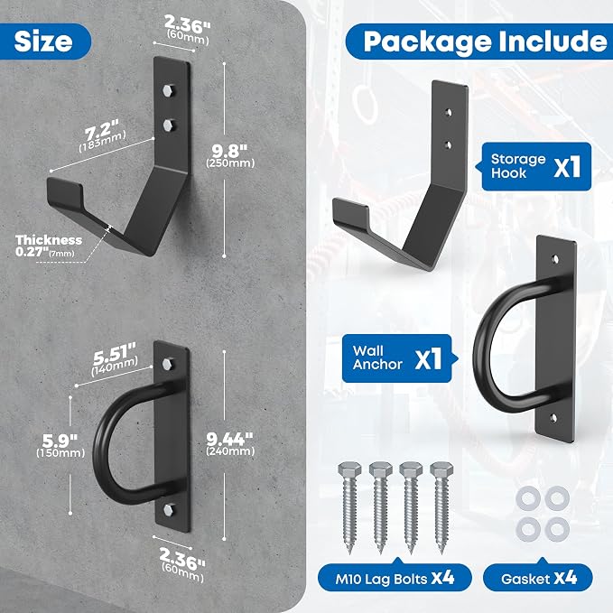 Battle Rope Wall Mount Kit, Black
