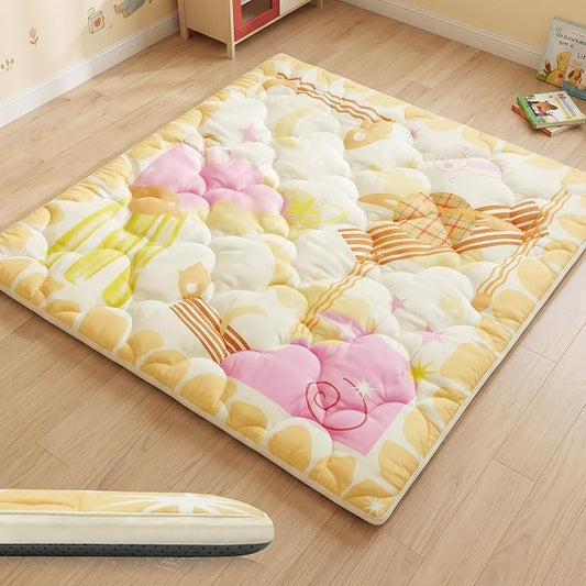 1.6" Thick Baby Play Mat, 50x50 Removable & Machine Washable Cover | Padded Memory Foam, Non-Slip Backing, 100% Baby-Safe Materials, Tummy Time Crawling, Outdoor, Bedroom, Living Room, Nursery