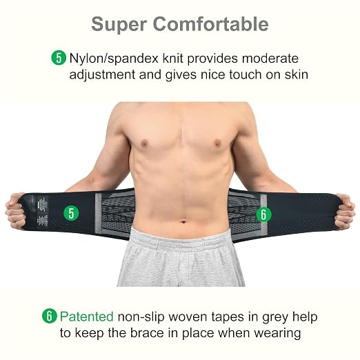 Back Brace for Lower Back Pain Relief – Breathable & Adjustable | Perforated Material, Full Support with Detachable ABS Rod, Lightweight for Men & Women, Help on Herniated Disc & Sciatica