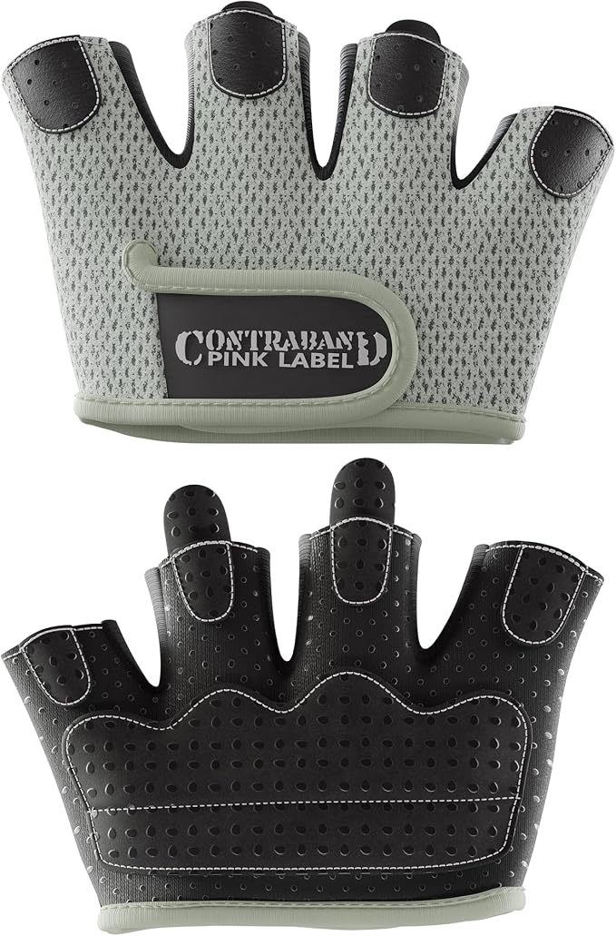 Contraband Pink Label 5537 Womens Micro Weight Lifting Gloves w/Grip-Lock Silicone Padding (Pair) - Minimalist Half Gloves - Apple Watch Friendly