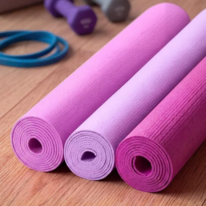 Funtery 3 mm Thin Yoga Mats Bulk, 68 x 24 Inches Lightweight PVC Exercise Mats Non Slip Workout Fitness Pads for Yoga Pilates Stretching Classes Gym Home Studio
