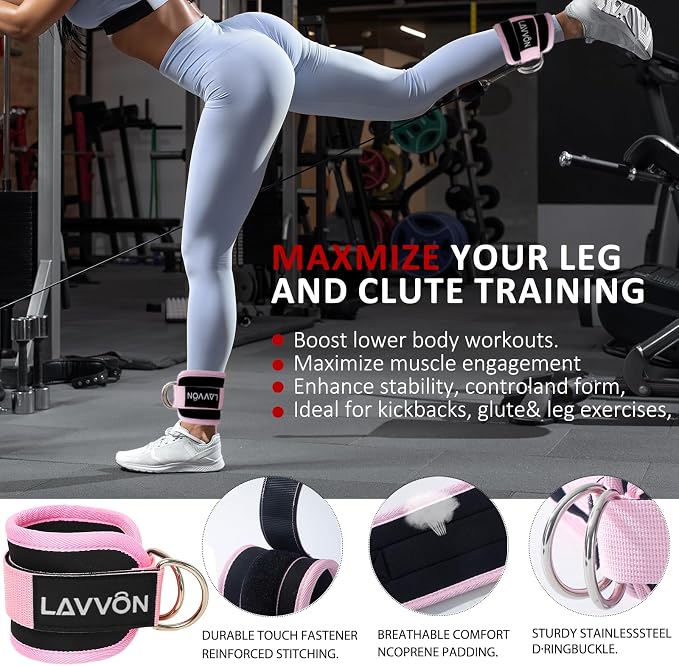 Barbell Pad Set - Hip Thrusts Pads for Squat&Lunges/Bench Press Bar Padding | Standard Olympic Weight Bar Foam Pad,Gym Accessories for Women with Bar Bad -With Ankle Straps,Wrist Straps for Weightlifting