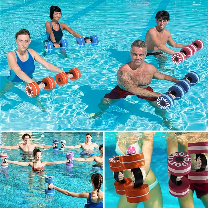Sportneer Water Weights Aquatic Exercise Dumbbells Water Dumbbell Aerobics Workouts Set of 2 EVA Foam Pool Weights Dumbbells Set Aqua Fitness Barbells Equipment for Water Aerobics Weight Loss