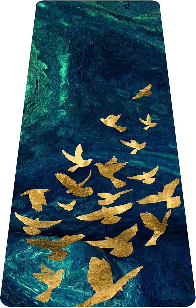 nuveti Printed Travel Yoga Mat 1/16 Inch Thick Non Slip Fitness Workout Mat | with Carrying Bag, Foldable Lightweight Suede & Natural Rubber Yoga Mat for Yoga Pilates and Fitness 72" L x 24" W x 1.5mm