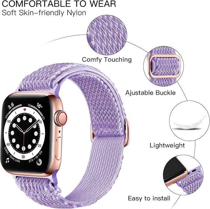 Lerobo Stretchy Nylon Solo Loop Band, Compatible with Apple Watch Series 11 10 9 8 7 6 5 4 3 SE3/2/1 Ultra3/2/1, Adjustable Strap for iwatch Band 44mm 45mm 46mm 49mm 42mm 40mm 41mm 38mm for Women Men