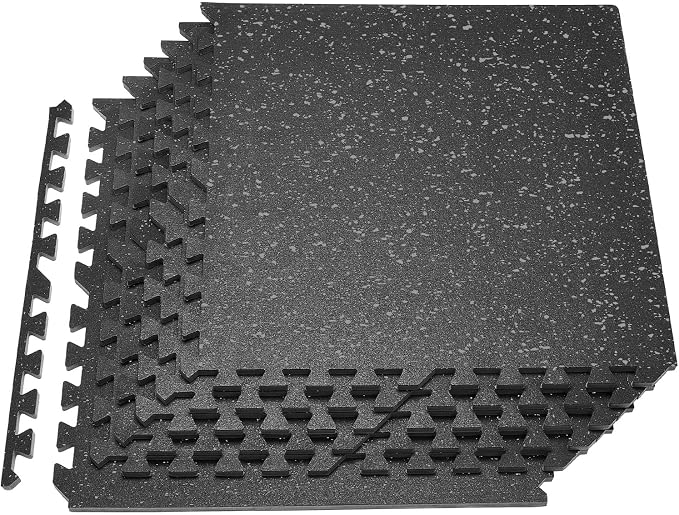 VEVOR 0.56Inch 24sq.ft 6 Tiles Gym Flooring for Home Gym, Rubber Top with High Density EVA Foam, 24 x 24In Gym Floor Exercise Equipment Mats, Interlocking Gym Mats, Puzzle Workout Mats, Black & Gray | Rubber Top with High Density EVA Foam, Lightweight ...