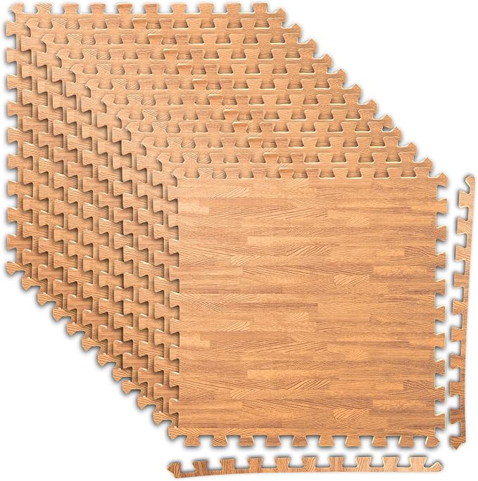 Art3d 96 Sq.Ft Eva Puzzle Exercise Mats, 24"x24" x 1/2" Thick Foam Interlocking Tiles for Flooring, Workout, Gym Equipments, Pack of 24, Teak