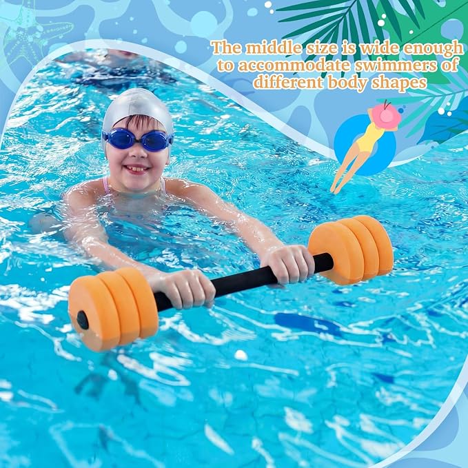 Soulchen Long Aquatic Exercise Dumbbells Pool Exercise Foam Water Weights Dumbbell Aquatic Pool Barbells with High Density EVA Foam for Swim Water Aerobics Workouts Loss