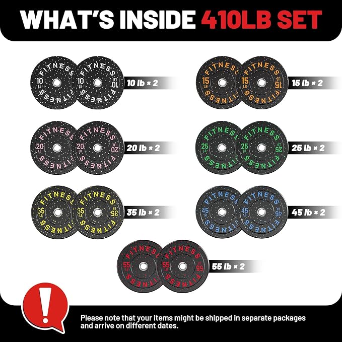 2" Bumper Plates Set Olympic Weight Plates for Barbell Strength Training | Papababe 2Inch Weights Plates Set, Floor Protective Plates, 20-600lbs Rubber Bumper Plates for Weightlifting, Bench Press