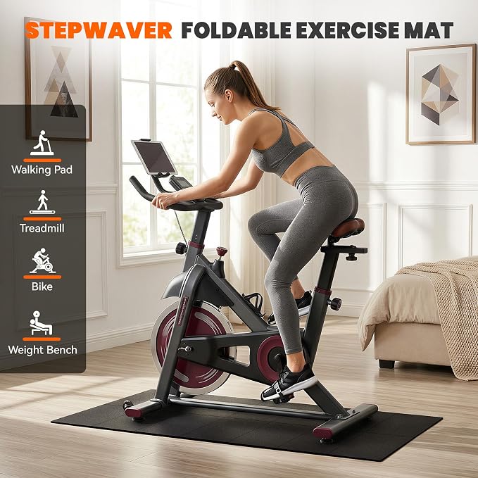 Stepwaver Walking Pad Mat, Treadmill Mat for Carpet & Hardwood Floors | High Density, 1/4 Thickness, Foldable, Floor Protection for Bike, Elliptical, Treadmill, Walking Pad