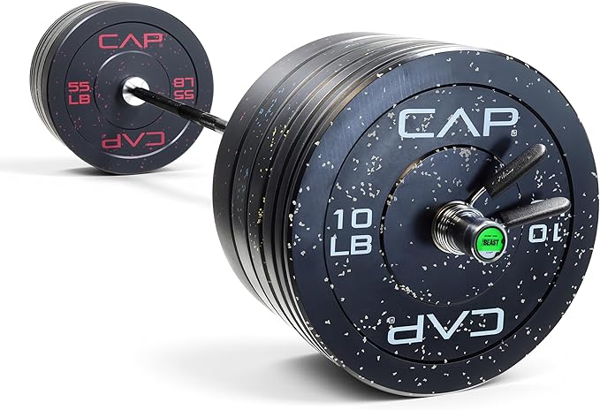 CAP Barbell Olympic Weight Set with 7ft Barbell & Bumper Plates | 160-370 lbs | Multiple Options