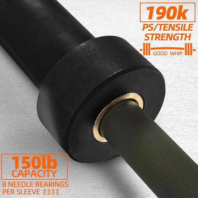 Fitvids Olympic Cerakote Barbell for Home & Commercial Gyms, 190K PSI Tensile Strength Rated for up to 1500LB Capacity