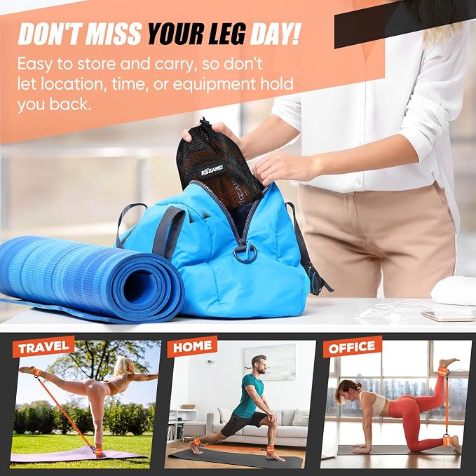 KUZARO Ankle Resistance Bands with Cuffs, Ankle Weights Bands for Working Out, Women Leg and Glutes Workout Equipment, Exercise Bands for Kickbacks, Butt and Booty Trainer, Home Gym Fitness Equipment