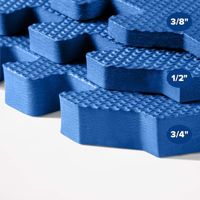 We Sell Mats 1/2 Inch Thickness Multipurpose EVA Foam Floor Tiles, Interlocking Floor Mat for Indoor Gym and Home Use, 24 in x 24 in, Blue