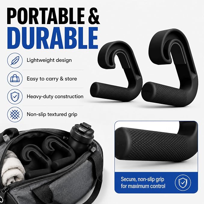 Neutral Grip Pull Up Handles for Pull Up Bar, Barbell and Resistance Bands, Ergonomic Portable Pull Up Grips with Non-Slip Nylon Handles for Home Gym Fitness Enthusiasts, Fitness Equipment (Black)