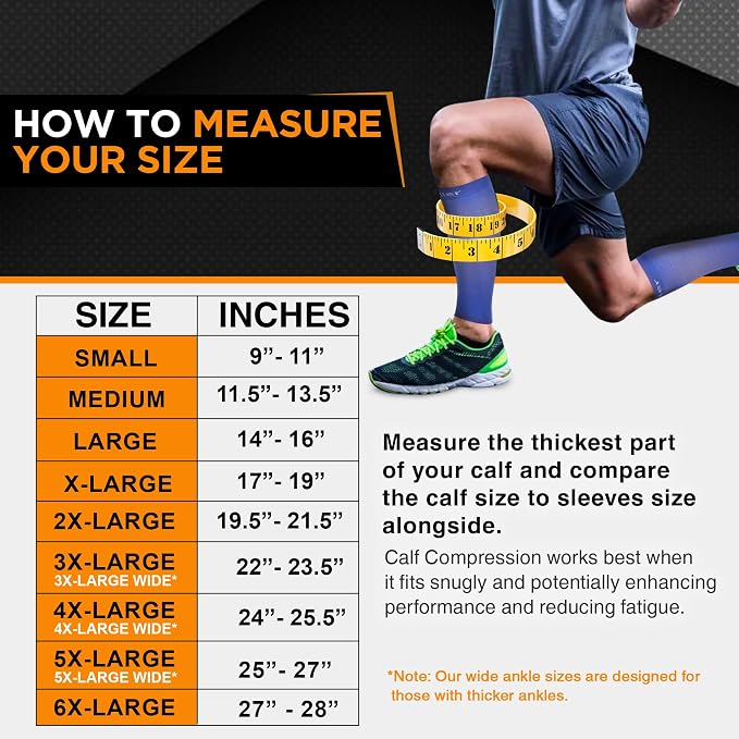Doc Miller Compression Calf Sleeve for Men & Women, 20-30mmHg | Graduated Support for Running, Shin Splints, Calf Strain, Knee High, Small to 6XL Plus Size