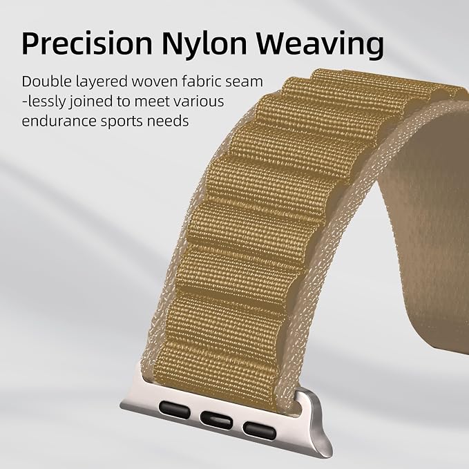 Alpine Nylon Sport Bands Compatible with Apple Watch Ultra Band 49mm 46mm 45mm 44mm 42mm Men Women, Stretch Loop Strap with D-Hook for iWatch Series 10 Ultra SE 9 8 7 6 5 4 3 2 1 (Wheat, 38mm/40mm/41mm/42mm(Series 10))