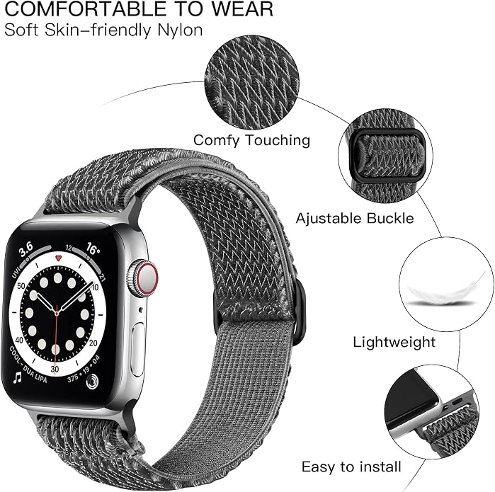 Lerobo Stretchy Nylon Solo Loop Band, Compatible with Apple Watch Series 11 10 9 8 7 6 5 4 3 SE3/2/1 Ultra3/2/1, Adjustable Strap for iwatch Band 44mm 45mm 46mm 49mm 42mm 40mm 41mm 38mm for Women Men
