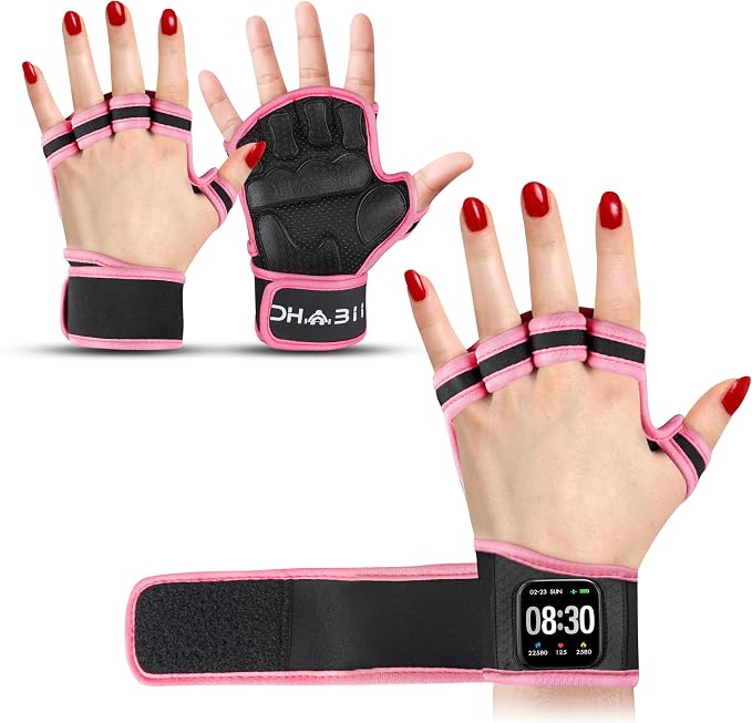 Workout Gloves for Men & Women, Smartwatch Compatible Ventilated Gym Gloves with Wrist Wrap Support, Breathable Weight Lifting Gloves for Fitness with Excellent Grip