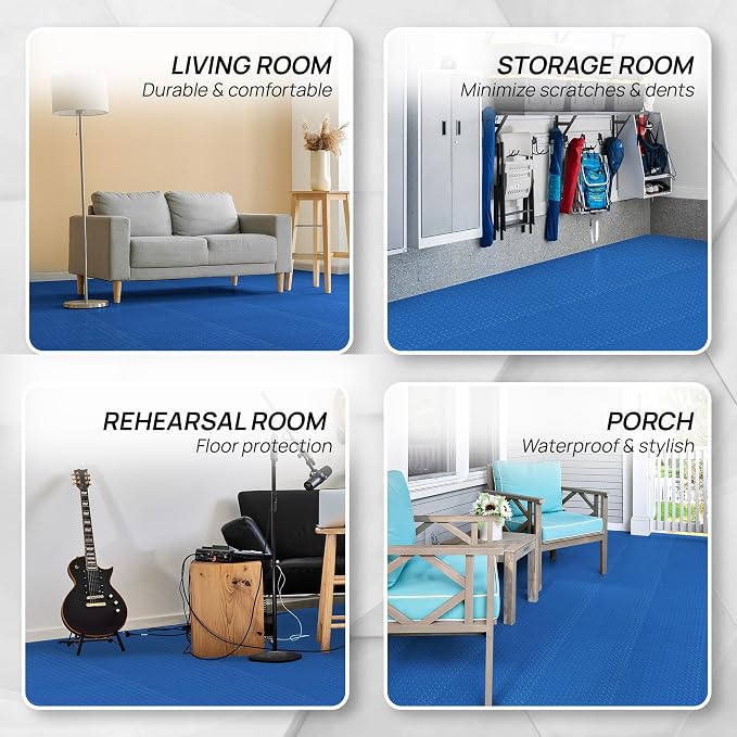 Yes4All EVA Interlocking Mats, Puzzle Floor Tiles, Foam Floor Padding with Border for Furniture, Home Space, Living Room, Garage 11,15,32,99 SQFT