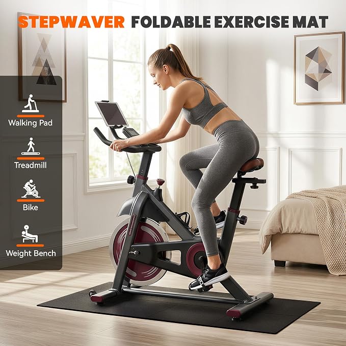 Stepwaver Walking Pad Mat for Carpet, Treadmill Mat for Hardwood Floor | High Density, 1/4 Thickness, Foldable, Floor Protection for Bike, Elliptical, Treadmill, Walking Pad