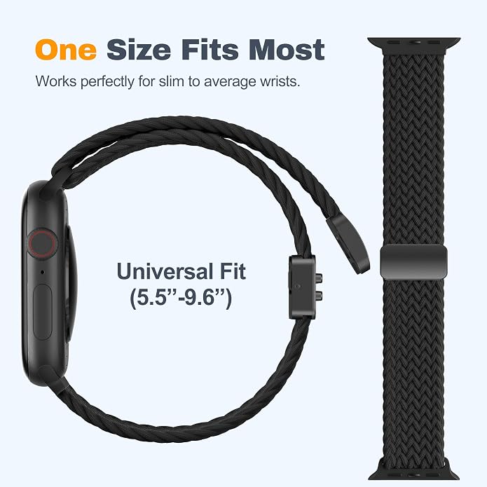 Laffav Braided Stretchy Band Compatible with Apple Watch Bands 42mm 40mm 41mm 38mm 44mm 45mm 46mm 49mm for Women Men, Magnetic Nylon Solo Loop Sport Strap for iWatch Series 11 10 9 8 7 6 5 4 SE Ultra