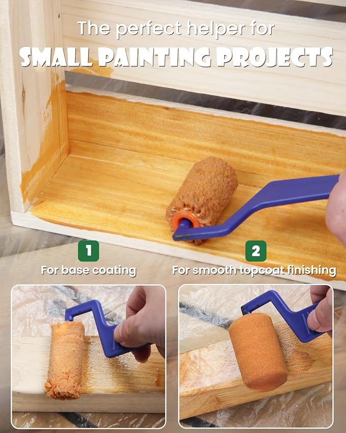 Voomey Small Paint Roller, 2 Inch Mini Paint Roller Kit 10 Pack | Microfiber Paint Rollers with Tray and Roller Frame for Touch Up Painting Wall, Door, Cabinet